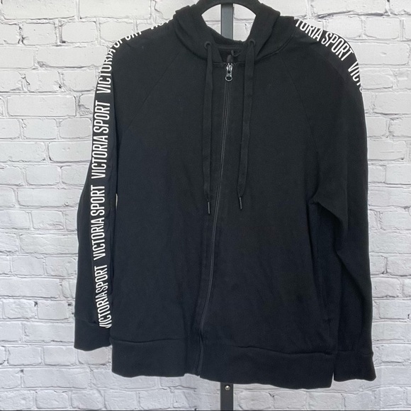 Victoria's Sport Black Full Zip Hoodie Printed - Picture 1 of 3